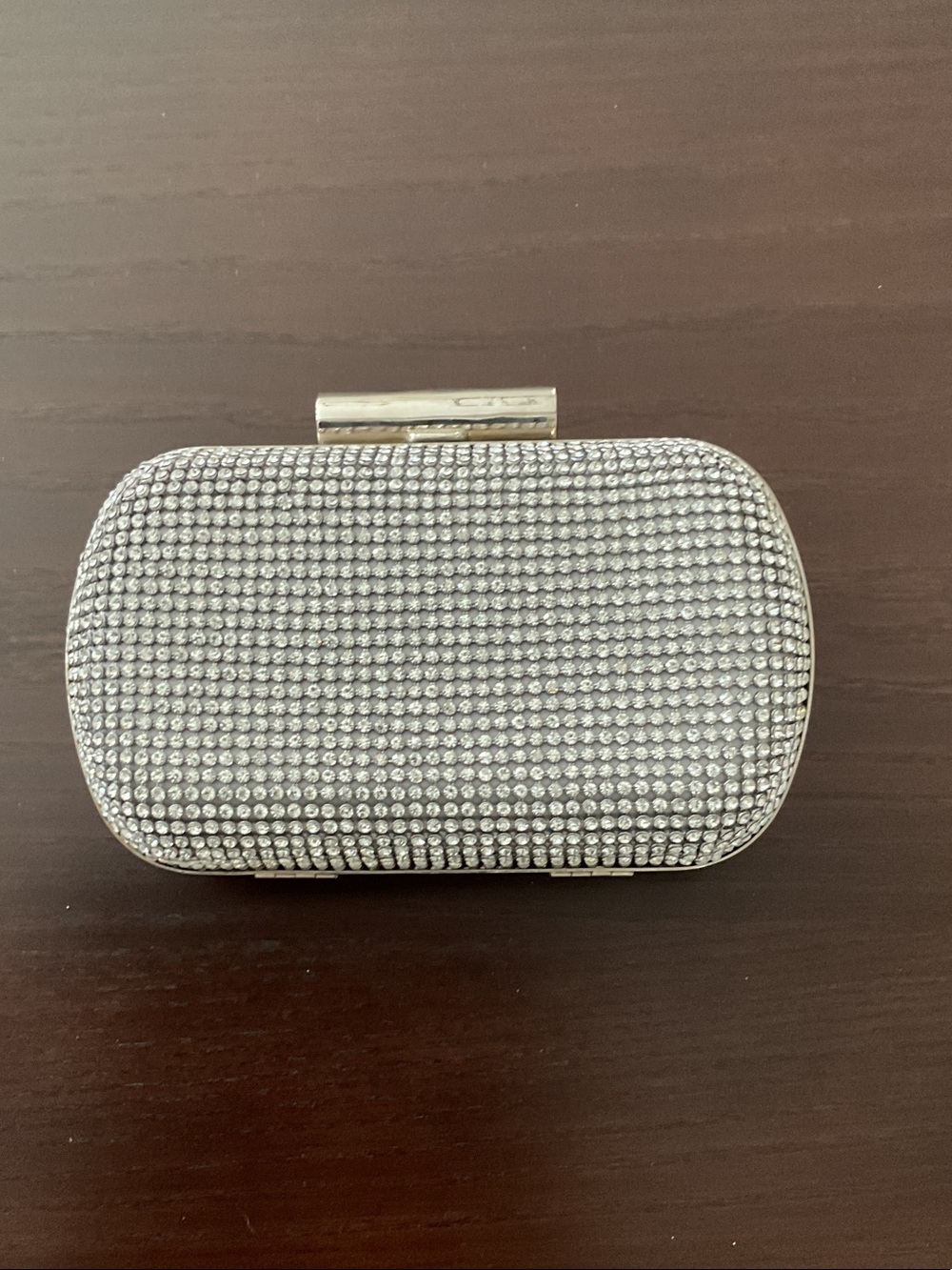 le chateau Silver Crystal Embellished Evening Clutch